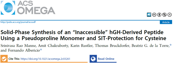 Solid-Phase Synthesis of an “Inaccessible” hGH-Derived Peptide Using a Pseudoproline Monomer and SIT-Protection for Cysteine